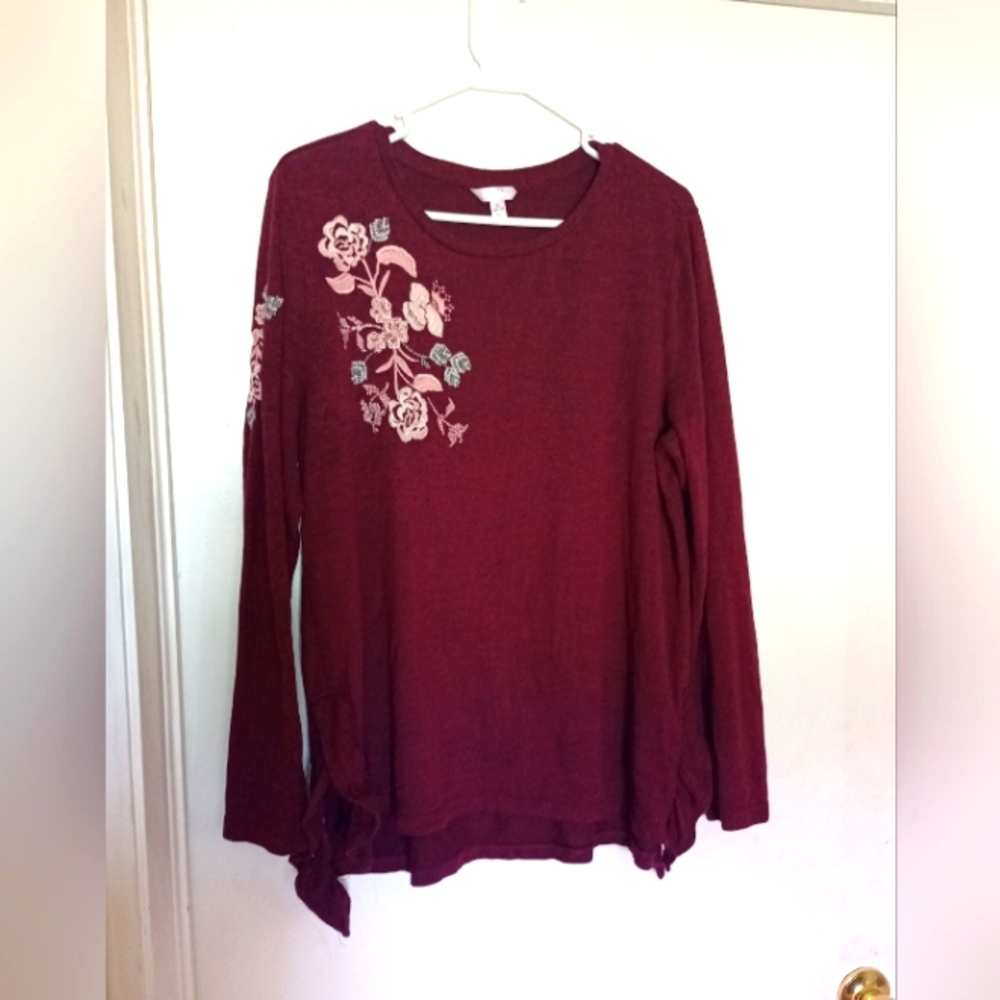 Maroon Embroidered Sweater